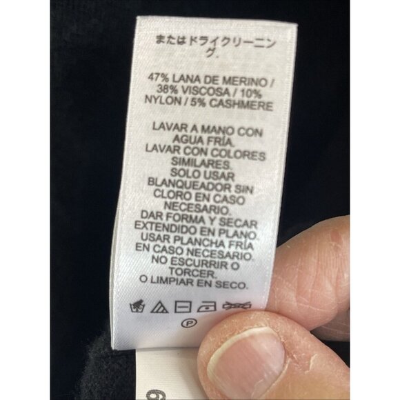 Vineyard Vines‎ Sweater Womens XL Black  Merino Wool Cashmere Minimalist Fringe - Picture 8 of 12